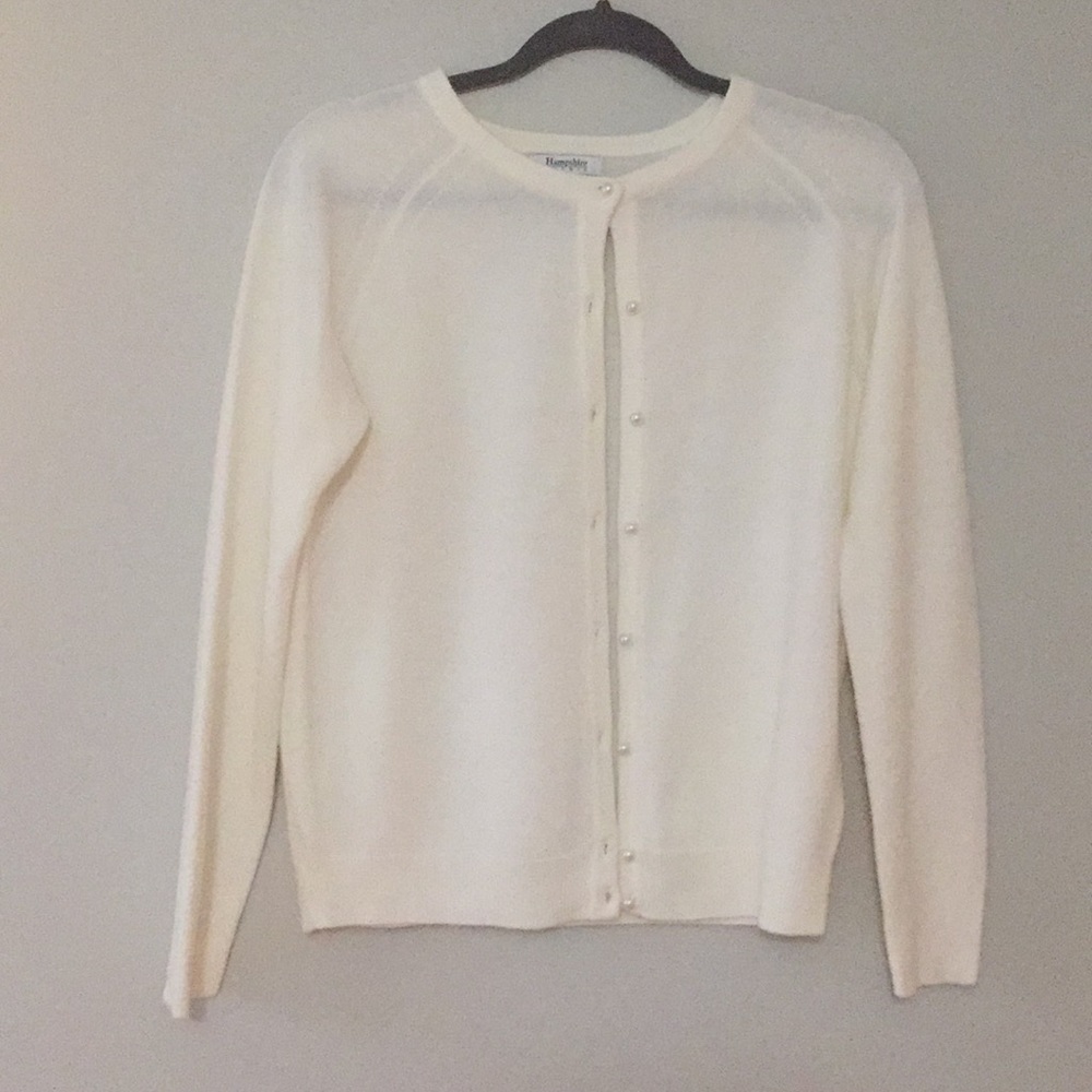Cream Cardigan w/Pearl Buttons
